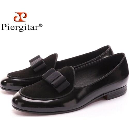 Five color Genuine Leather and Nubuck Leather stitching with Bowtie men handmade luxurious flats Mens banquet classic loafers