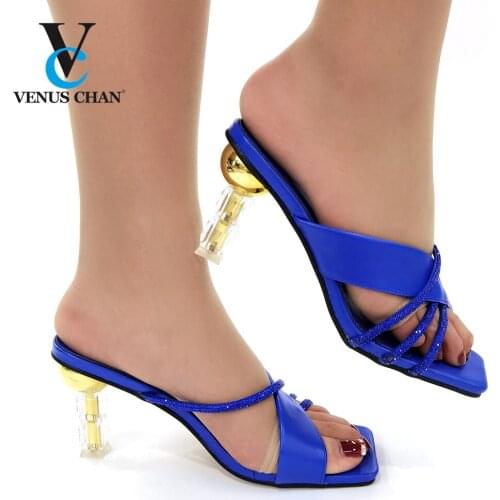 NEW Sexy PVC Women Shoes Mules Summer Thong Flip Flops Wedges Platform Fashion Slides Party Royal Blue Colors Ultra High