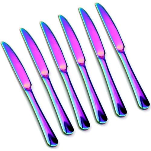 4 6 8 10PcsRainbow Tableware Stainless Steel Cutlery Set Knife Dinner Steak Dinnerware Set Dinner Set Kitchen Accessories