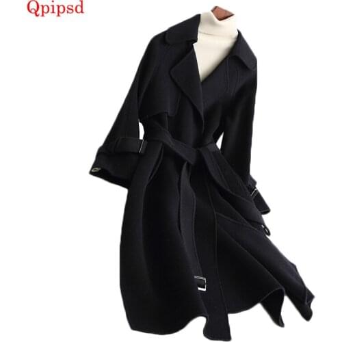 2021 New Double-faced Wool Coat Autumn Winter Womens Temperament Slim Wool Jacket Coat Female High Quality Long Woolen Overcoat