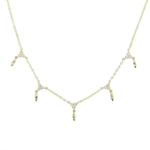 2020 Summer new women choker triangle cz leaf charm necklace trendy female jewelry