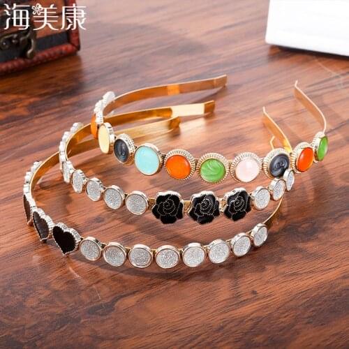 Haimeikang NEW Women Colorful Super Flash Hair Hoop Crystal Metal Hairband Lady Girls Bezel Headband Jewelry Hair Accessorie