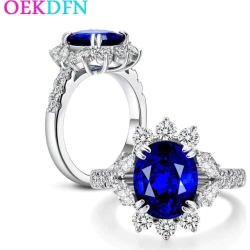 OEKDFN 100% 925 Sterling Silver Rings Women Created Moissanite Sapphire Gemstone Diamonds Wedding Engagement Ring Fine Jewelry