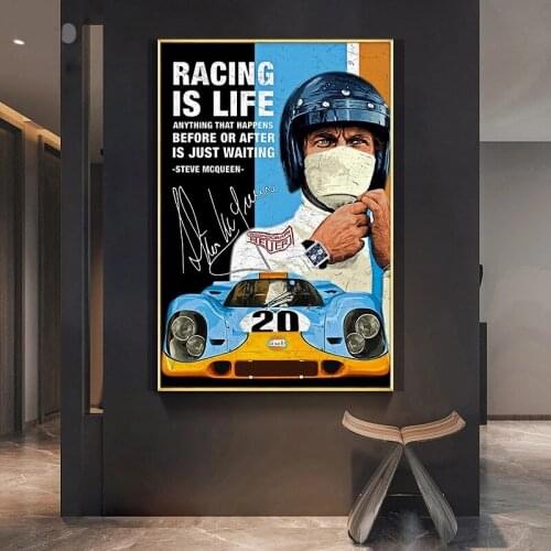 Gulf Paint Racing Car and Driver Posters Canvas Painting Modern Interior Decoration Art Painting(No Frame)