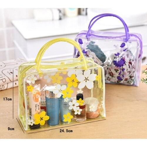 Cosmetic Bag Transparent Plastic Organizer Bags Cosmetic Bags Makeup Casual Travel Waterproof Toiletry Wash Bathing Storage Bags