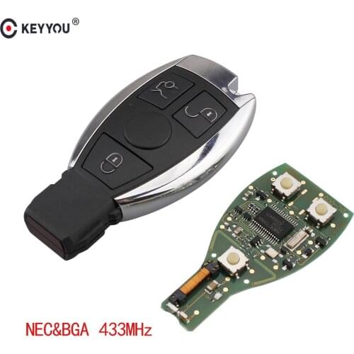 KEYYOU 433MHZ 3 Buttons Keyless Entry Remote Car Key For Mercedes Benz year 2000+ NEC&BGA Control Key PCF7941 Chip