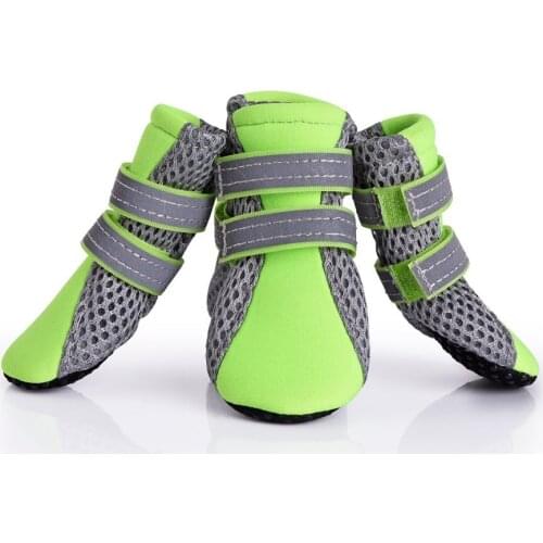 Mesh Surface Dog Shoes Spring Summer Outdoor Walking Breathable Soft Pets Shoes Non Slip Reflective Bandage Pets Dogs Boots