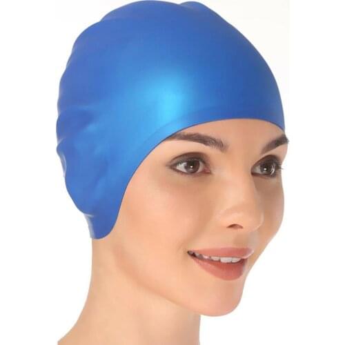 Silicone Waterproof Swimming Caps Protect Ears Long Hair Sports Swim Pool Hat Swimming Cap Adults Men Women Pure Color hat