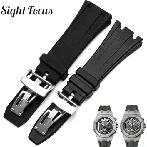 26mm(A type) 28mm(B)Silicone Rubber Watchbands for Audemars Piguet Strap for AP offshore Belt Black Replacement Straps Bracelet
