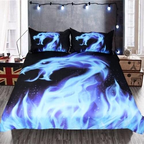Blaze Blue Pattern Quilt Cover with 2 Pillowcase Fashion Bedding 3 Piece Set 3D Printing Available Size Bed Duvet Cover