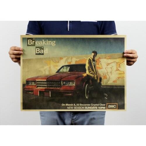 Vintage Classic Breaking Bad American Drama TV Series Poster Retro Kraft Paper Bar Cafe Home Decor Painting Wall Sticker 42x30cm