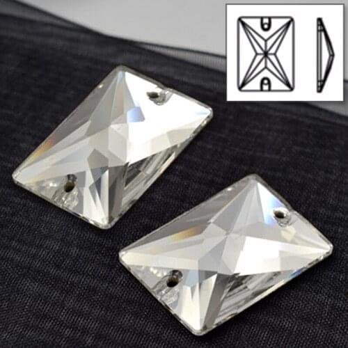 YANRUO Top 3250 Rectangle Clear White Rhinestones 18x13mm 25x18mm Crystals Glass Stones Sewing Flat Back Sew on Rhinestones