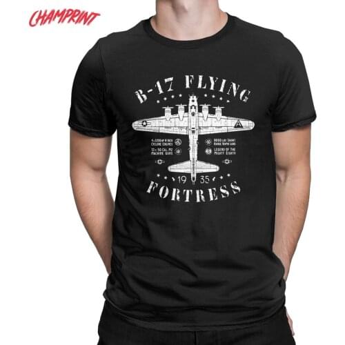 Funny B-17 Flying Fortress T-Shirts for Men T Shirts Fighter Plane WW2 War Pilot Aircraft Airplane Tee Shirt Gift Idea Tops