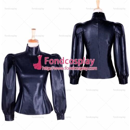 Sissy maid fetish gothic faux leather blouse Shirt Cosplay Tailor-made [G1759]