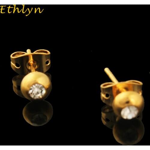 Ethlyn Wholesale Ethiopian /African/Kenya/Nigerian stone stud earrings for girls Gold Color stone stud women earrings E60