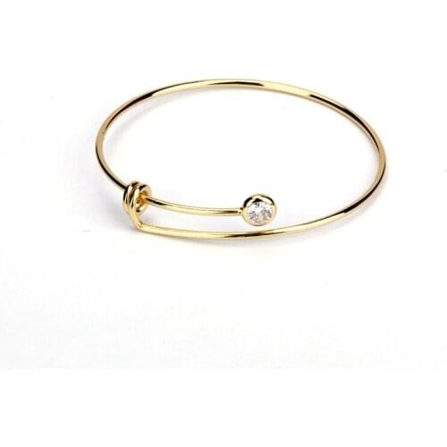 Round Copper Gold Crystal Glass Jewelry Charm Bangle For Women 2019 New Style Women Bracelets