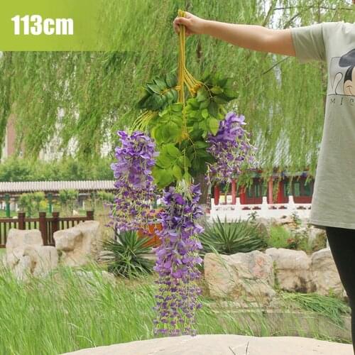 12 Bunches Of Artificial Wisteria Vine Plastic Silk Faux Silk Flower Garland Purple *100% Brand New And High Quality