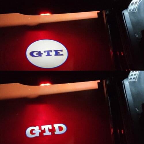 2pcs LED Door Warning Light Projector Ghost Shadow Light Welcome Light For Golf GTI GTD TAYRON MAGOTAN GTE LOGO
