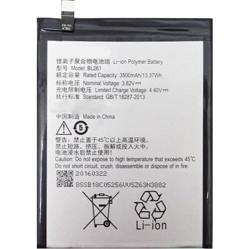 2019 3500mAh BL261 Replacement Battery For Lenovo Vibe K5 Note Lemon A7020a40 A7020a48 K52t38 K52e78 BL 261 Mobile Phone Batteri