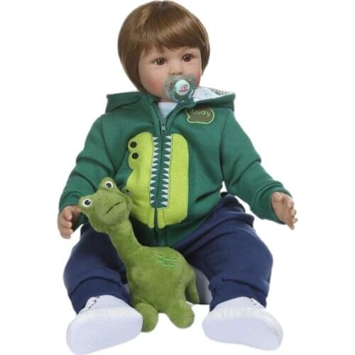 24 inch 60cm Lovely Reborn Baby Dolls Toddler Realistic Looking Lifelike Silicone Short Hair Newborn Toy Gift