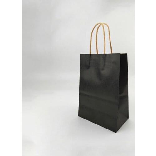 40PCS black Kraft packing bags 21x15x8cm Christams gift bag with handle High Quality DIY Multifunction