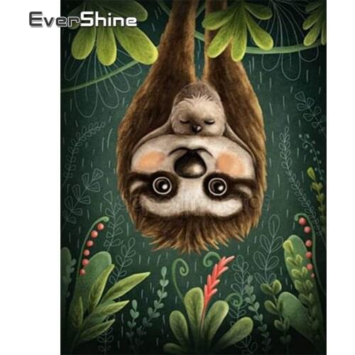 EverShine Diamond Embroidery Cartoon Mosaic Rhinestones Pictures Diamond Painting Sloth Cross Stitch Kits Handmade Hobby