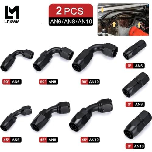 AN6 AN8 AN10 Straight 45 90 180 Degree Oil Fuel Swivel Hose End Fitting Oil Hose End Adaptor Kit Black