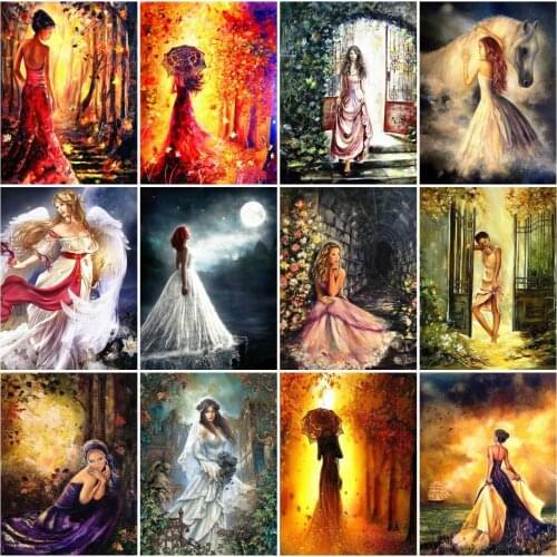 AZQSD 5D Diamond Painting Girl Picture Of Rhinestones Diamond Embroidery Portrait Mosaic Cross Stitch Handmade Home Decor