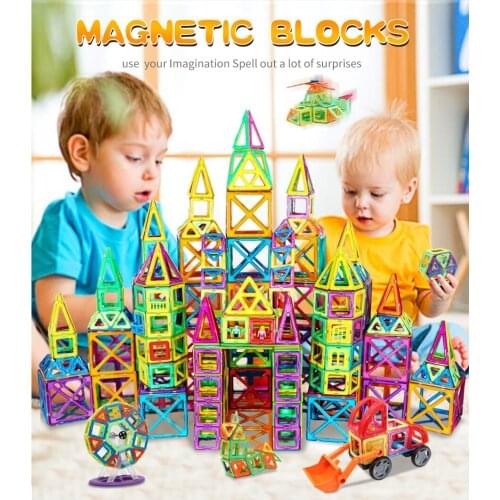 DIY Big Size Magnetic Blocks Triangle Square Bricks Magnetic Designer Construction Car Model Magnet Toys For Kids Gift