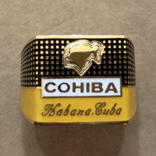 COHIBA Elegant Cigar Cigarette Ring Gold-plated 925 Sterling Silver Ring Creative Jewelry Smoking Set Gift Box