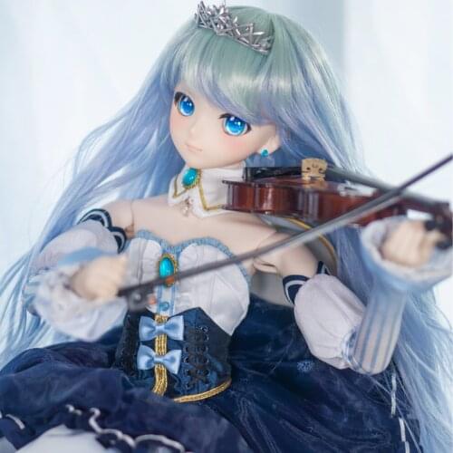 Gradient Blue Color Long Curls Hair Wig for 1/3 BJD SD MDD Dolls 60CM Dolls DIY Dress up Cosplay Cute Anime Style Doll Wig Toys