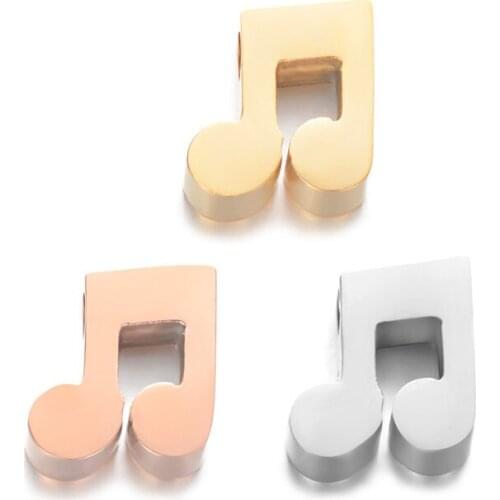 Julie Wang 5PCS Musical Note Shape Beads Stainless Steel Spacer Bead Bracelet Necklace Jewelry Making Accessory