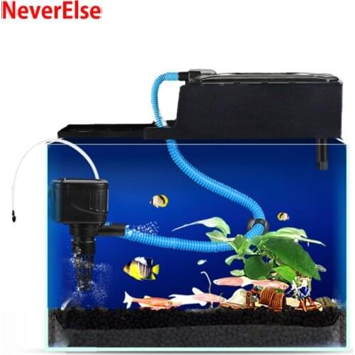 Aquarium Power Filter Pump+External Filter Box for Fish Tank Filter Media Sponge Bio Balls Add Air Circulate Water 12/18/25/35W