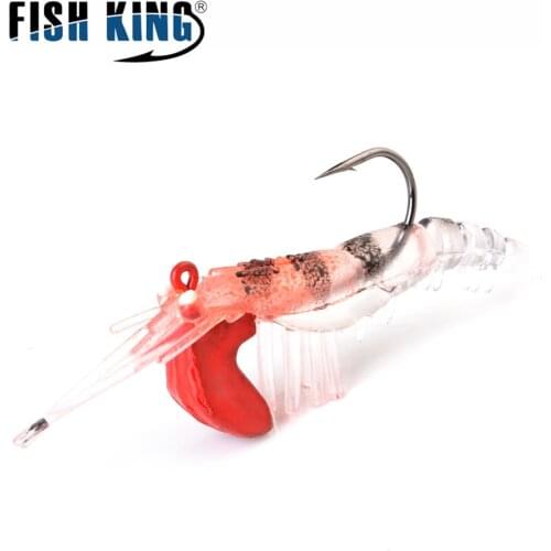 FISH KING 1pc Soft Fishing Lure 7cm/10cm Artificial Shrimp Bait with Lead Jig Head Wobbler Bait Sinking Jigging Seabass Pike