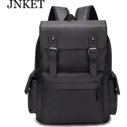 JNKET New Fashion Retro Men PU Backpack Business Shoulders Bag Casual Outdoor Computer Backpack Student Schoolbag