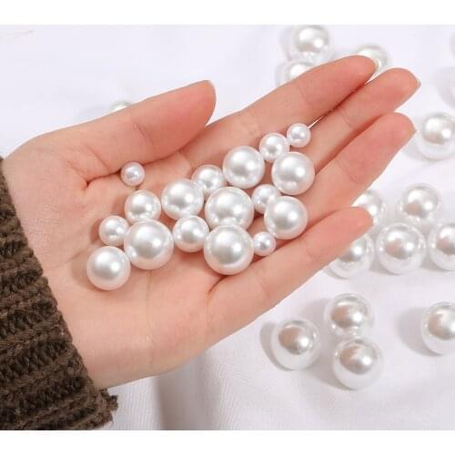 2-18mm No Hole white round plastic Acrylic ABS Imitation pearl beads charm loose beads Counter display bead craft Jewelry Making