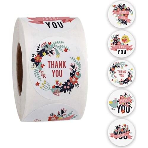 2.5cm/1inch Round Flower Thank You Stickers With Bird Labels Stickers For Wedding Birthday Party Business-Sealing Decoration
