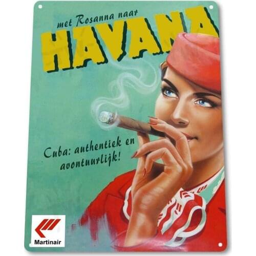 Martinair Cuban Cigar Havana Tobacco Metal Decor Wall Art Sign