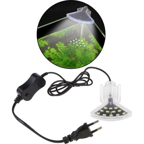 Aquarium Light Fan Shape Aquarius Tank Light 5W Clip-on Lamp for 6mm Thick Fish Tank Waterproof Mini Lamp