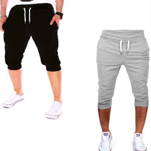 Summer Mens New Brand Jogging Fitness Sports Tight Leisure Breathable Solid Color 7 Points Pants Shorts