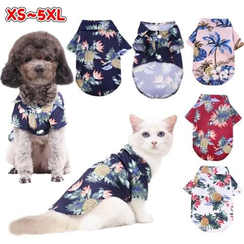 Summer Pet Printed Clothes For Dogs Coat Jackets Dog Clothes Puppy Pet Overalls For Dogs Costume Cat Spring Clothing Pet Outfits