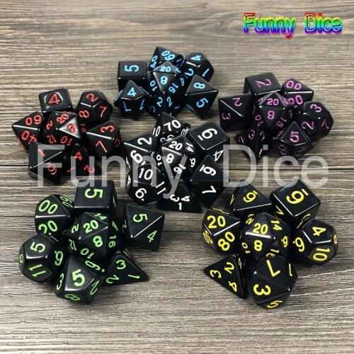Opaque Transparent 7pc/bag Multi-Sided Dice Multi Color for Card Game