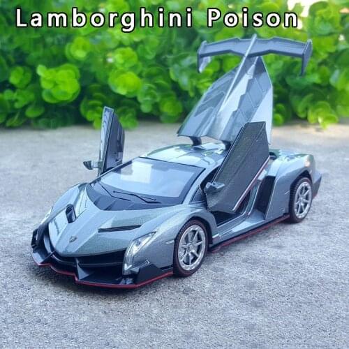 1:32 Lamborghini Poison Alloy Car Model Sound And Light Pull Back Toy Car Decoration Simulation Metal Car Model Collection Gift