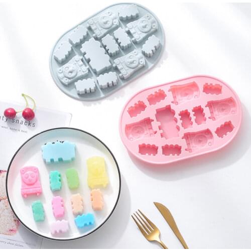 Cartoon Train Cake Silicone Mold Childrens Food Supplement Box DIY Baking Chocolate Pudding Fudge Mold Cake Decoration Tools