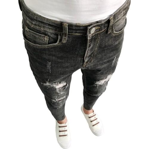 Wholesale 2020 Fashion Casual hip hop Spirit guy skinny jeans men beggar jeans male hole summer shaving social pencil pants