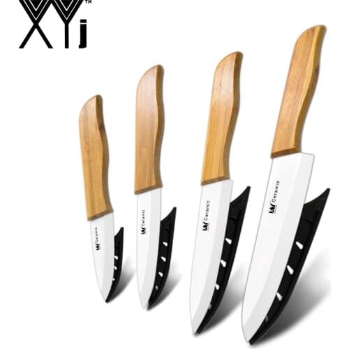 XYj 3'' 4'' 5'' 6'' Fruit Utility Slicing Chef Knife Set Bamboo Handle Ceramic Knives Set Eco-friendly Kitchen Cooking Knife Set