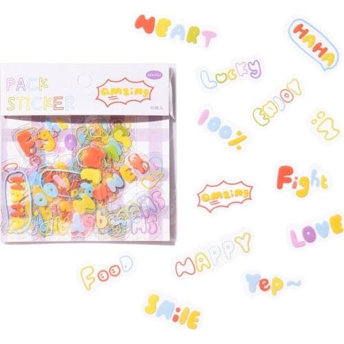 40 Pcs/Pack PVC Hand Account Sticker Creative Mobile Phone Case Material DIY Decoration Scrapbooking Stationery School Supplies