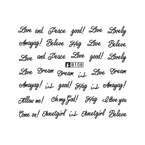 Nail Art Sticker Water Decals Cool English Letter Words Nails Slider Decorations Accessoires Manicure Foil Adhesive Polish