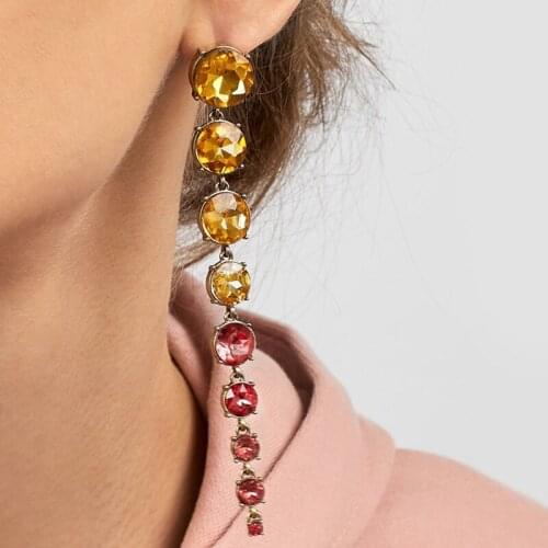 New Style style Long Tassel Earrings Geometric Crystal Cross - Border Versatile Personality Earrings Fashion Color Accessories