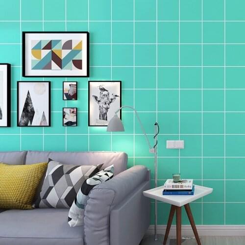 Tiffany blue wallpaper Turquoise Nordic style ins geometric checkerboard modern simple background wallpaper
